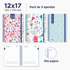 Pack de 3 Agendas 2027 – Diseños florales o frases motivadoras | A5, A6 y 12 × 17 cm