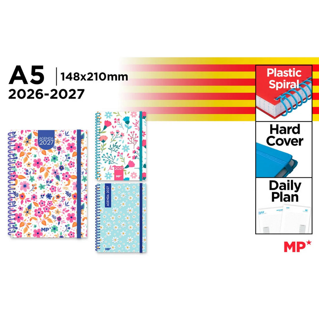 Pack de 3 Agendas 2027 – Diseños florales o frases motivadoras | A5, A6 y 12 × 17 cm