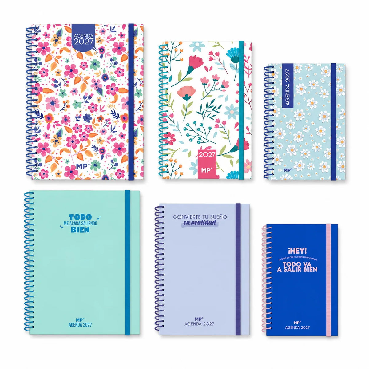 Pack de 3 Agendas 2027 – Diseños florales o frases motivadoras | A5, A6 y 12 × 17 cm