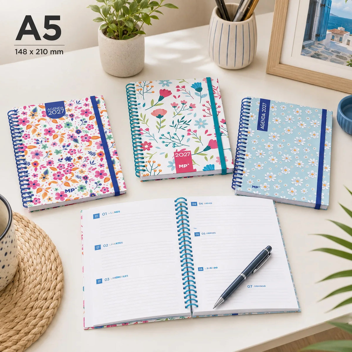 Pack de 3 Agendas 2027 – Diseños florales o frases motivadoras | A5, A6 y 12 × 17 cm