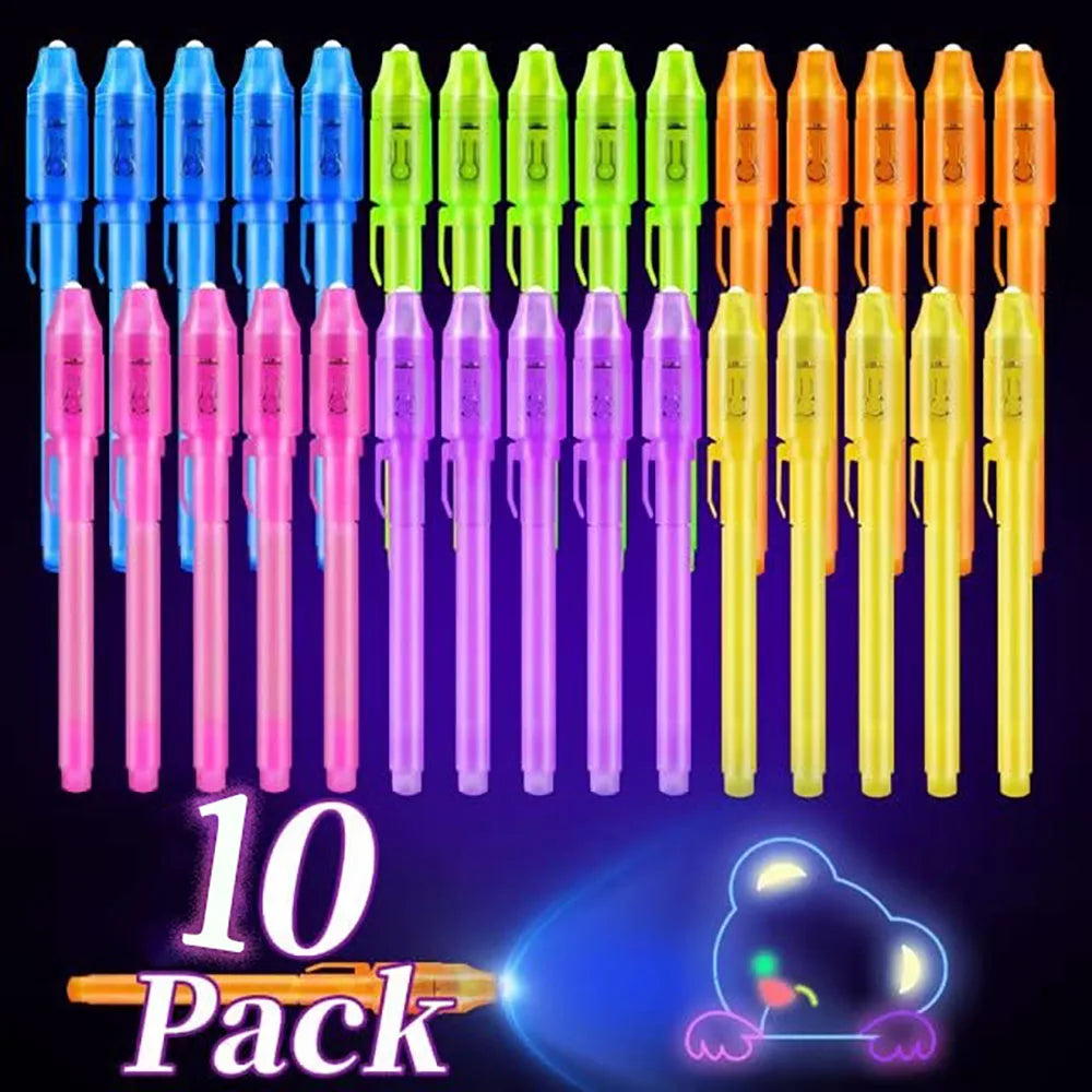 Pack de 10 bolígrafos de tinta invisible con luz UV – Mensajes secretos y actividades para el aula