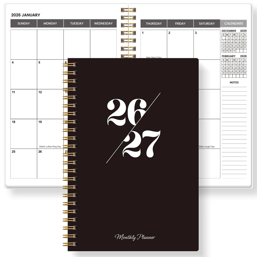 Agenda mensual A5 2026–2027 – Planificador de 24 meses con espiral