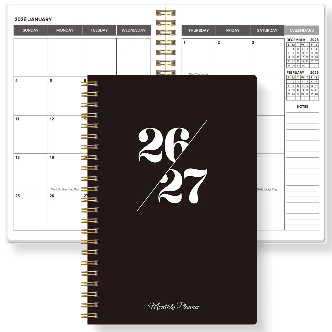 Agenda mensual A5 2026–2027 – Planificador de 24 meses con espiral