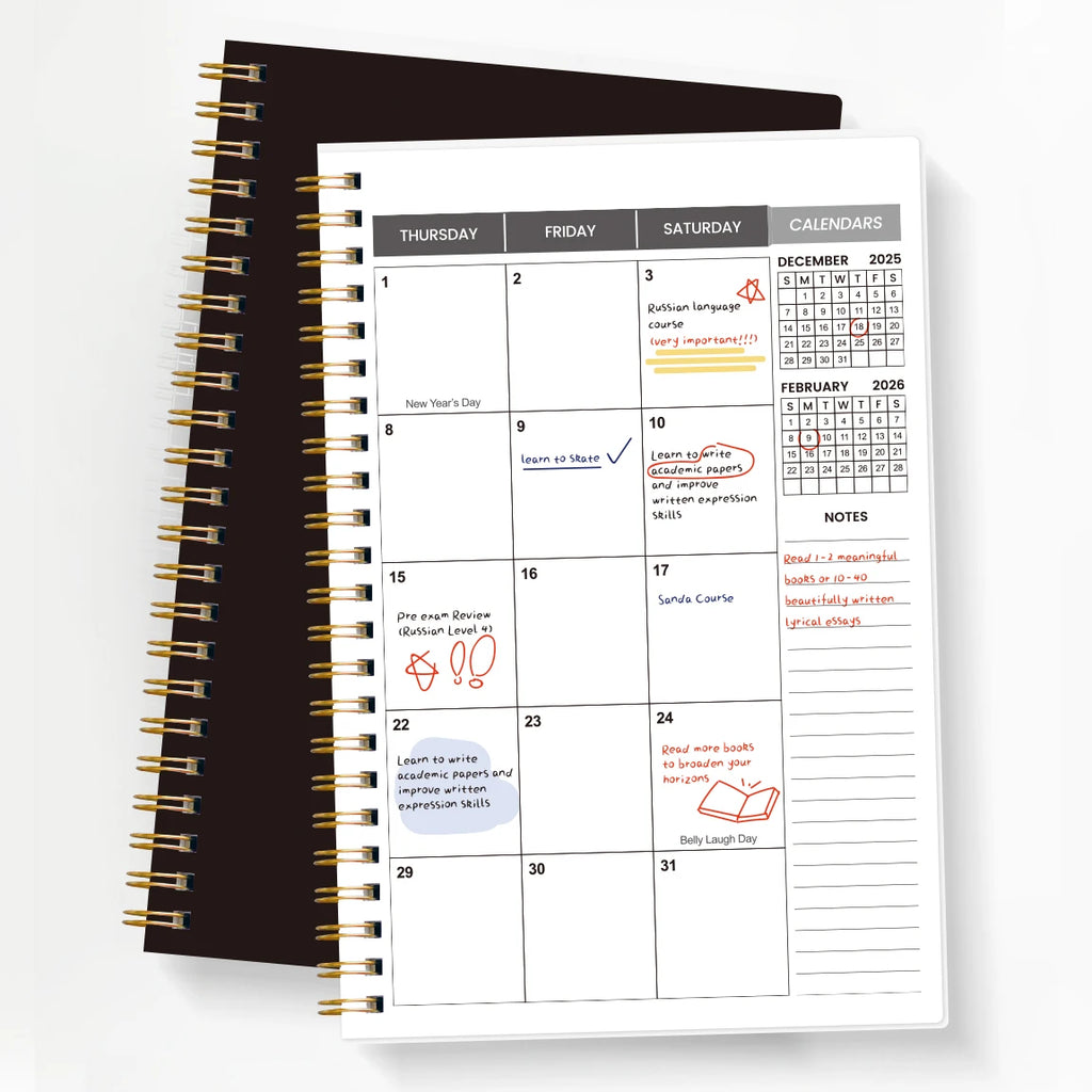 Agenda mensual A5 2026–2027 – Planificador de 24 meses con espiral