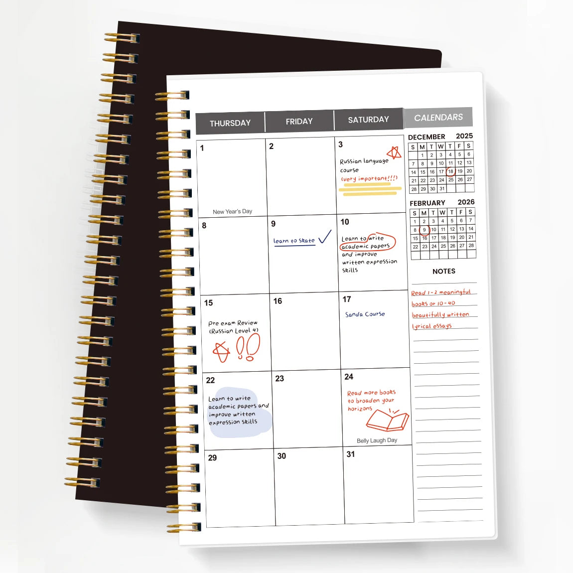 Agenda mensual A5 2026–2027 – Planificador de 24 meses con espiral