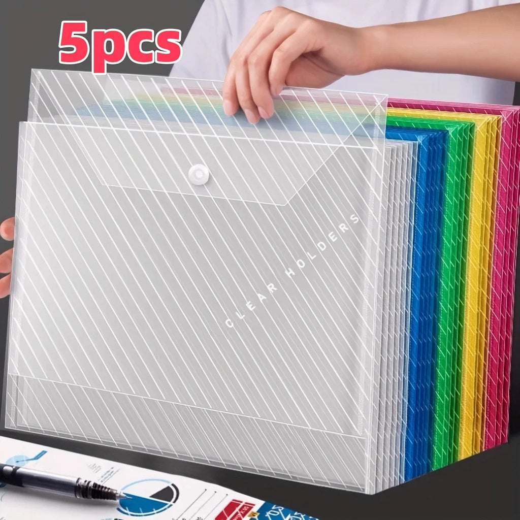 Carpeta portadocumentos A4 transparente – Pack de 5 colores