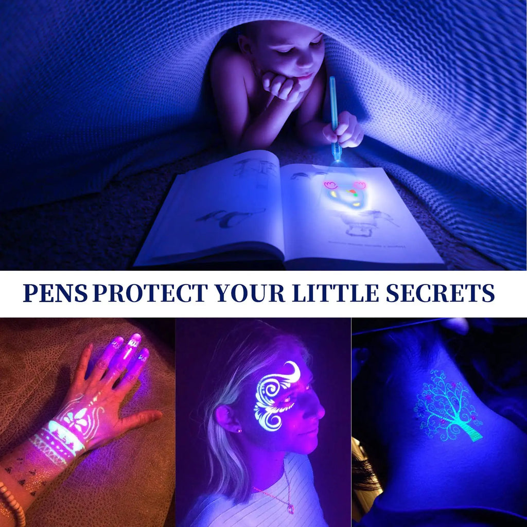Pack de 10 bolígrafos de tinta invisible con luz UV – Mensajes secretos y actividades para el aula